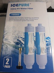 IcePure 2 Pack RV Inline Water Filter w/Flexible Hose for Drinking & Washing