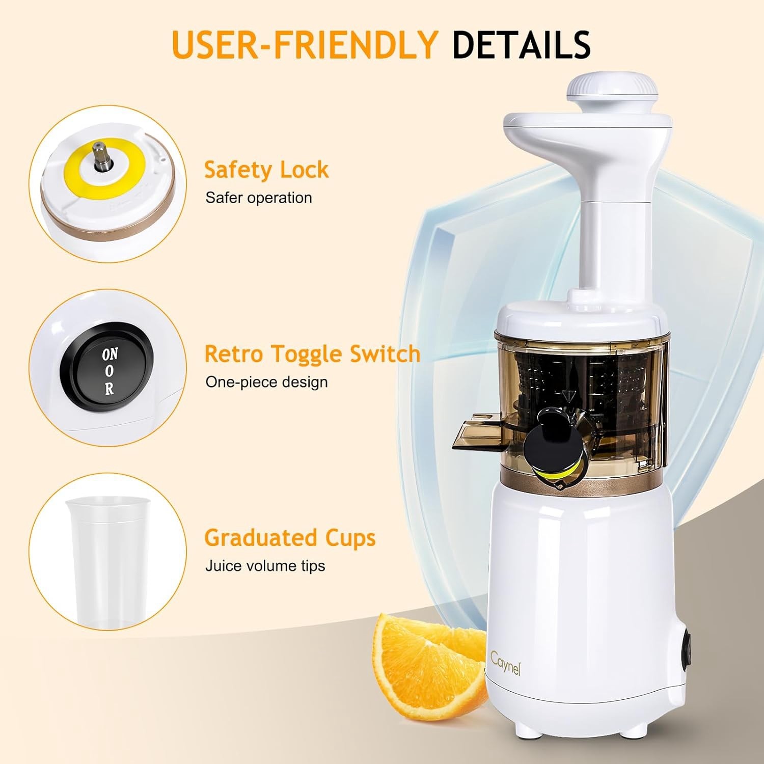 Compact and Portable Cold Press Juice, Masticating Slow Juicer with Inlet Funnel gallery