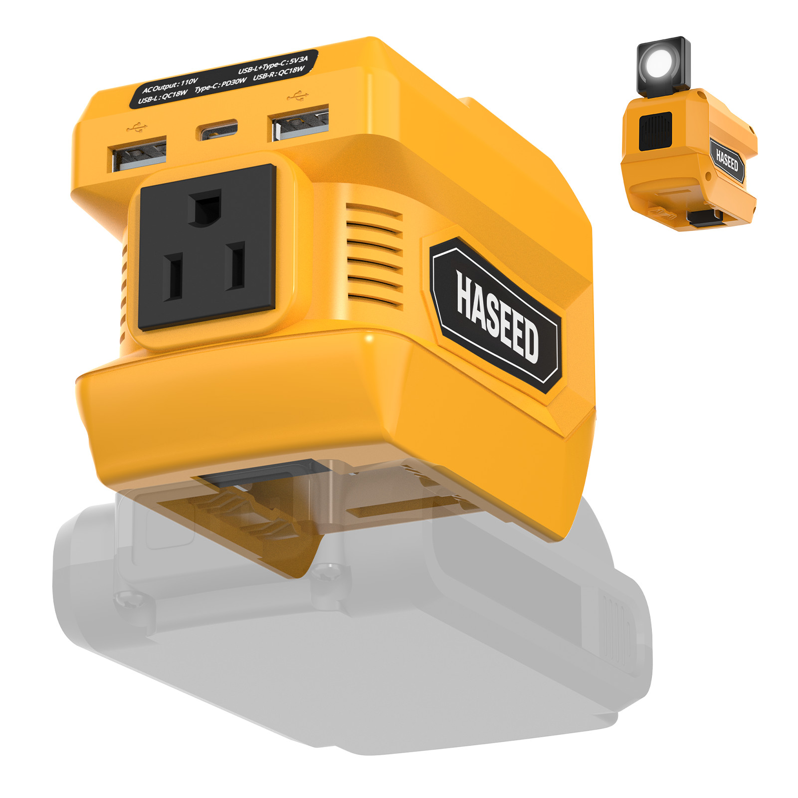Outdoors Portable 200W Power Inverter for DeWalt 20V Battery DC 20V to AC 110V gallery