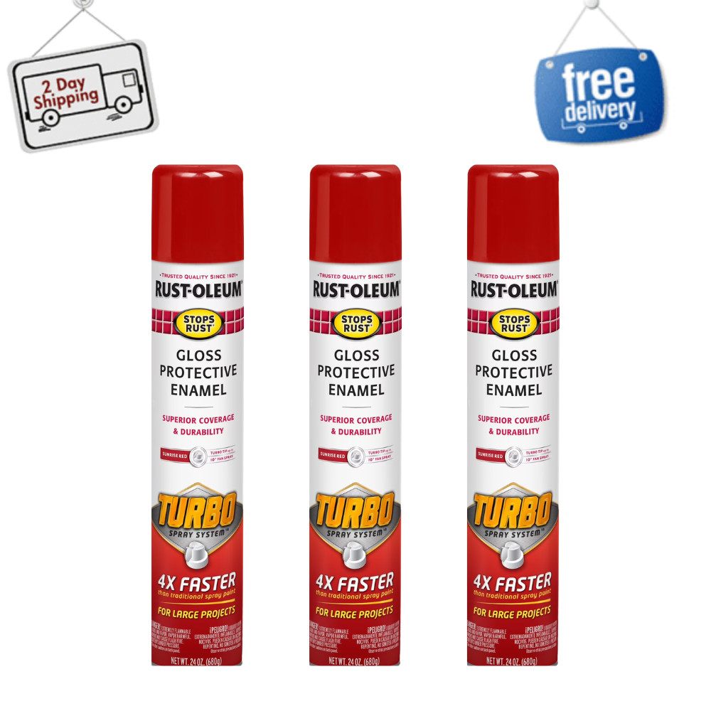 (3 Pack) Rust-Oleum Stops Rust Turbo Spray Paint, Gloss Sunrise Red, 24 oz Cans gallery