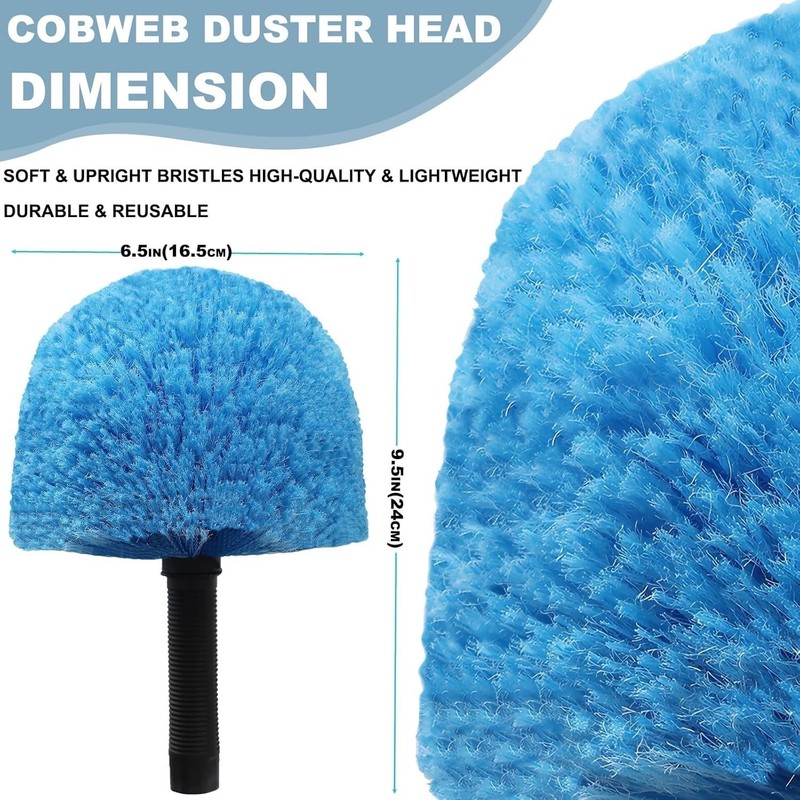 2 Pack Robust Cobweb Duster Head Brush – Superior Twist-On Web Cleaning Blue gallery