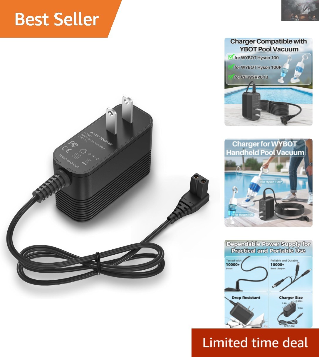 Smart Pool Vacuum Charger 12.6V for WYBOT Hyson Models - Overvoltage Protection gallery