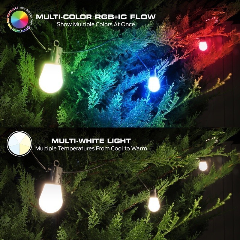 Smart Weather Resistant LED String Lights 24ft Sound Reactive RGB Control App US gallery
