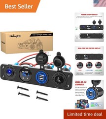 Compact 4 in 1 Dual USB Panel Socket with LED Voltmeter for Safe Charging Needs