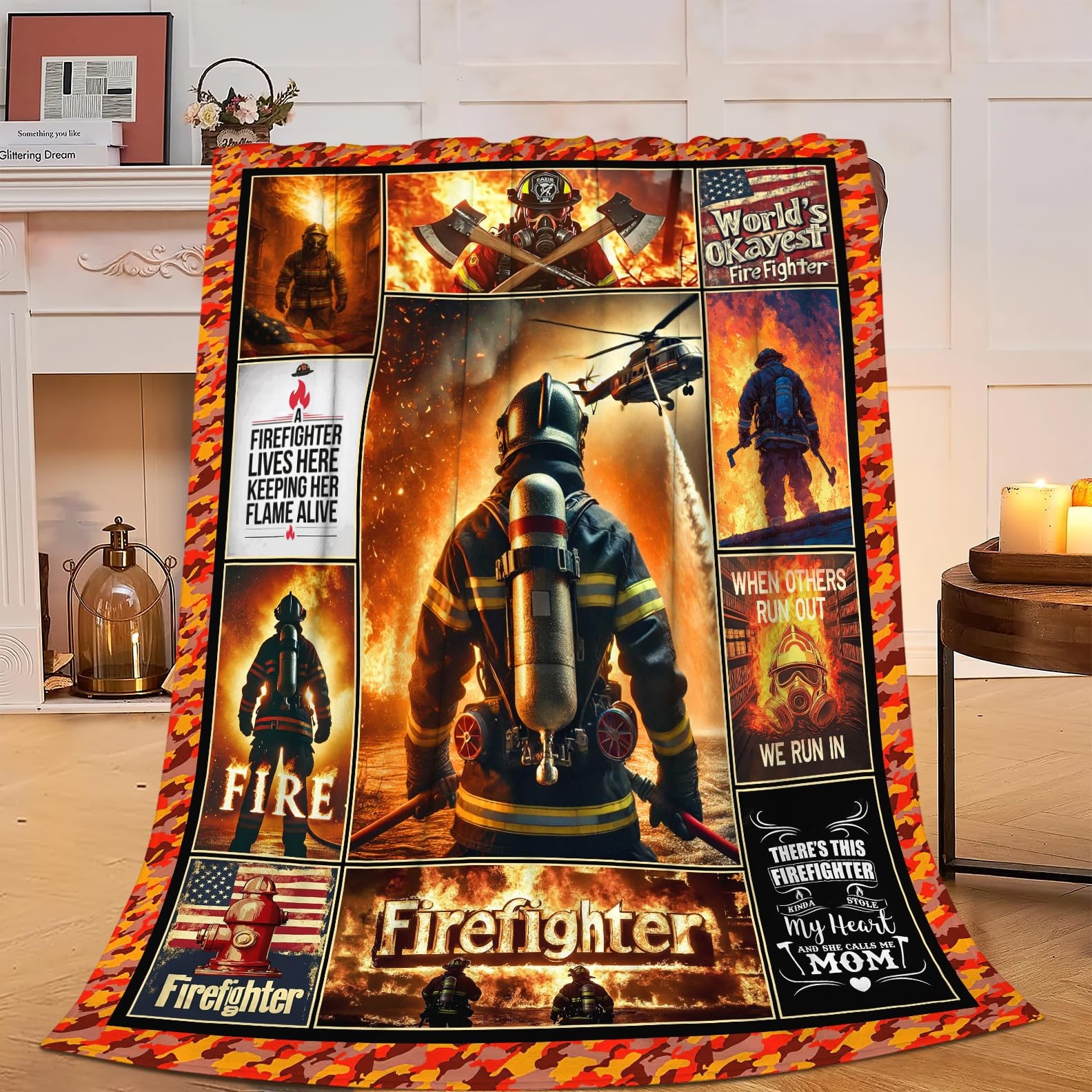 Firefighter Blanket Fire Rescue Flannel Plush Throw Blanket Cozy Patriotic He... gallery