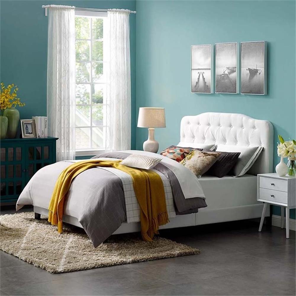Modway Amelia King Upholstered Polyester Fabric Bed in White Finish gallery