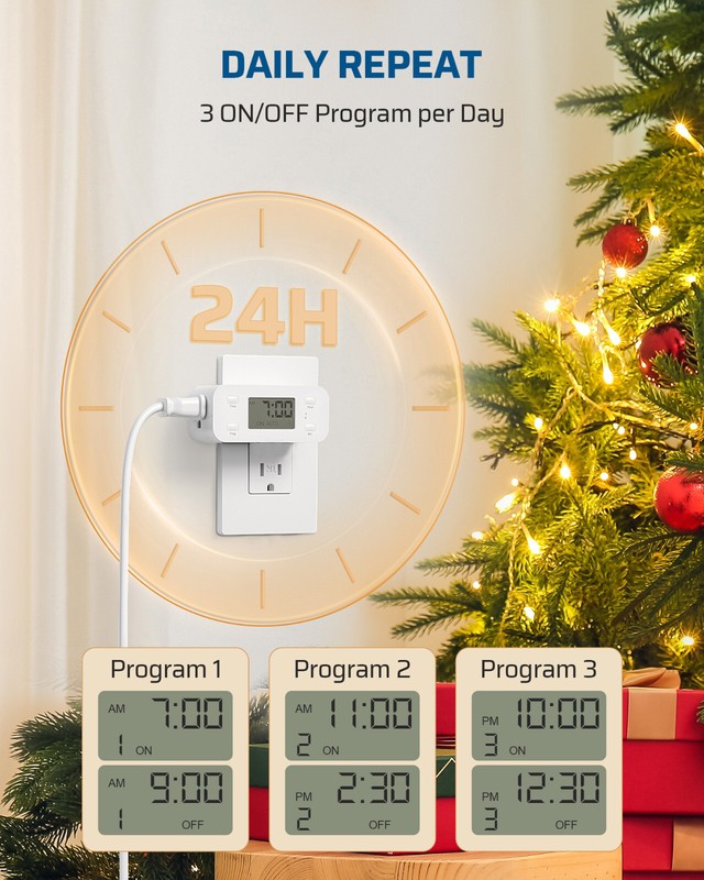 DEWENWILS 2 Pack Digital Timer Outlet 24H Programmable Digital Outlet Timer gallery