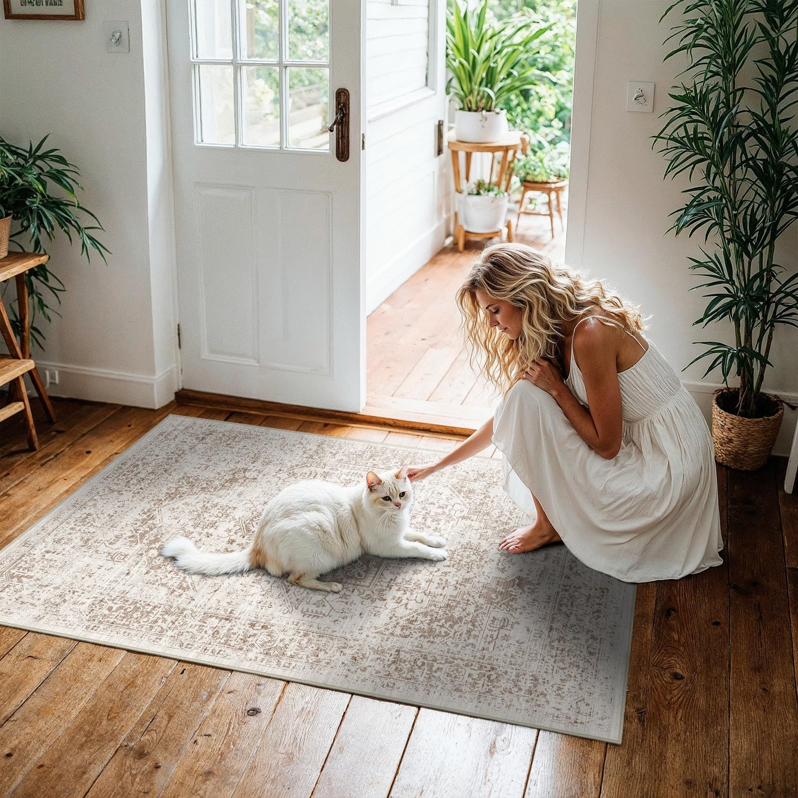 Washable 3x4 Area Rug for Entryway - Kitchen Non Slip Low-Pile Rugs Vintage S... gallery