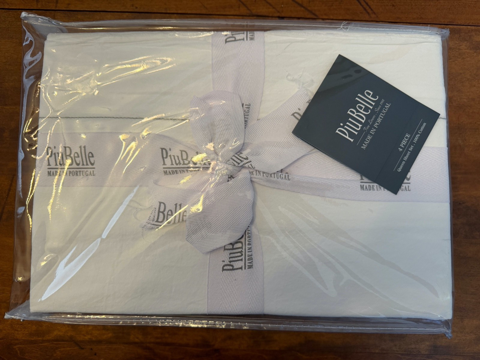 Piu Belle QUEEN Sheet Set 100% Light White Cotton Portugal Luxury 4 pc NEW gallery