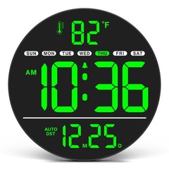 Large Digital Wall Clock with LED Display, Electric Wall Clock with Temperatu…
