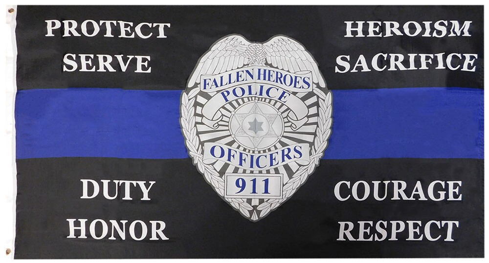 Police Badge Thin Blue Line Fallen Heroes 3x5 3'x5' Polyester Flag F1393 100D