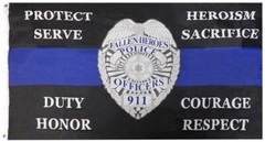 Police Badge Thin Blue Line Fallen Heroes 3×5 3’x5′ Polyester Flag F1393 100D