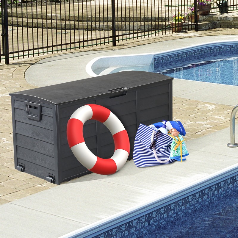 75 Gal UV Resistant Resin Deck Box Outdoor Storage Box for Patio Cushions Tools gallery