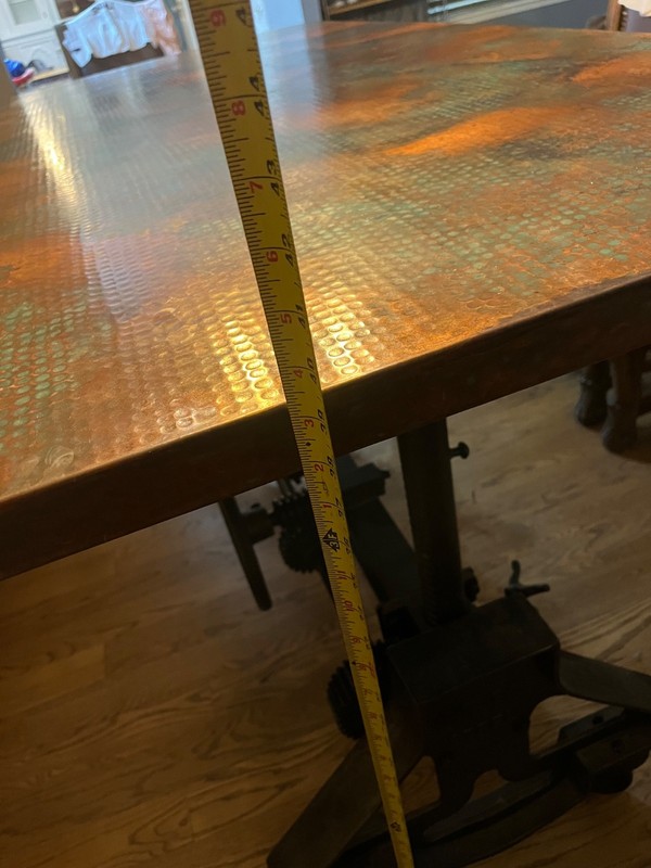 dining room table. Copper top dining room table with adjustable table base gallery