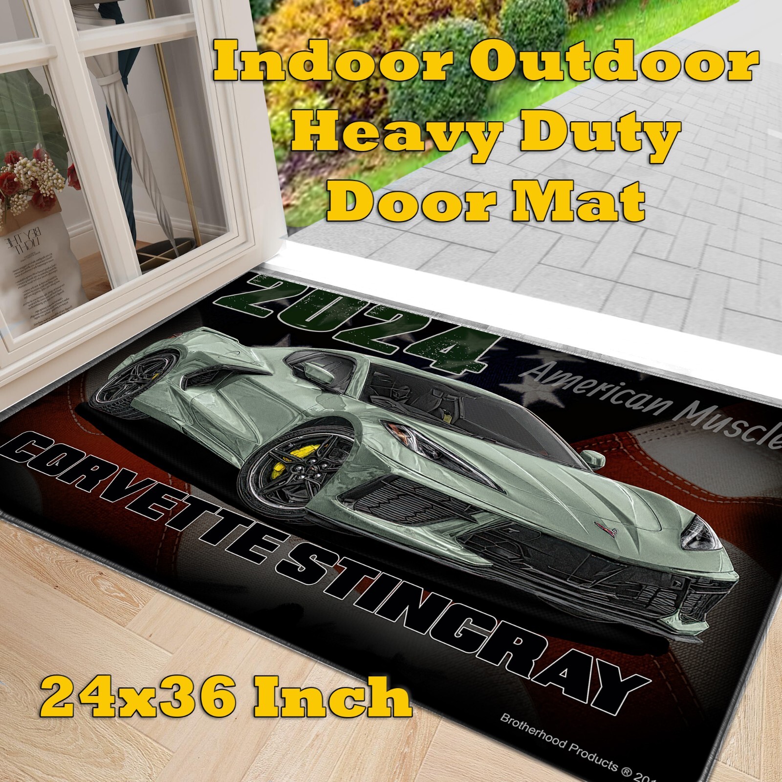 2024 Corvette Stingray American Muscle Heavy Duty Indoor Outdoor Doormat Rug gallery