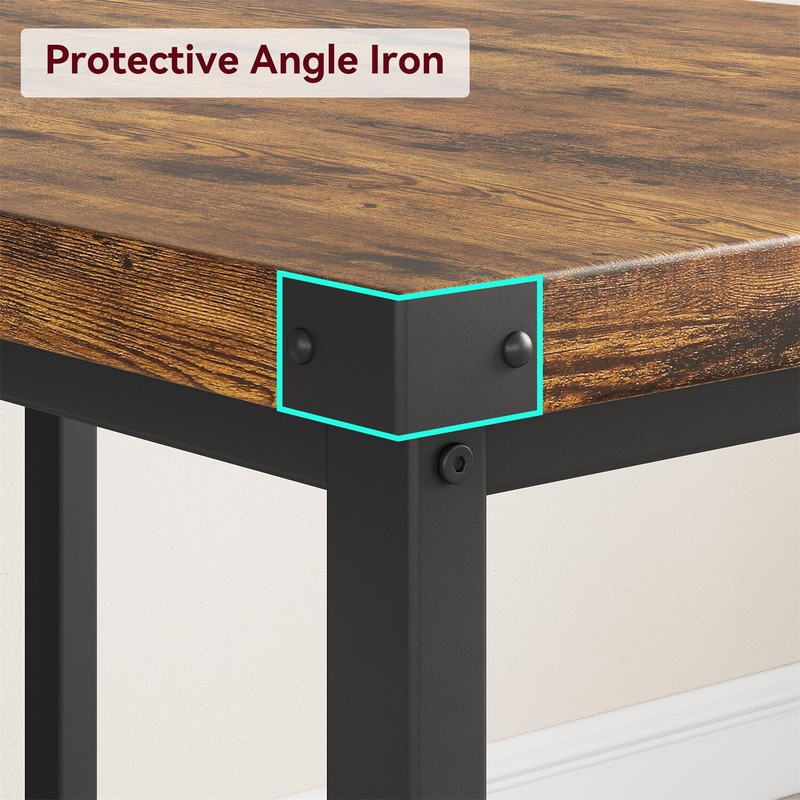Dining Table Set for 4 Kitchen Table with 2 Metal Wood Benches for Apartment gallery