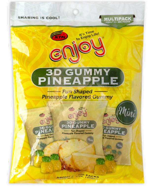 Enjoy 3D Pineapple Gummy Candy - 8 Pack Multipack, Fun Shaped, 1 bag gallery