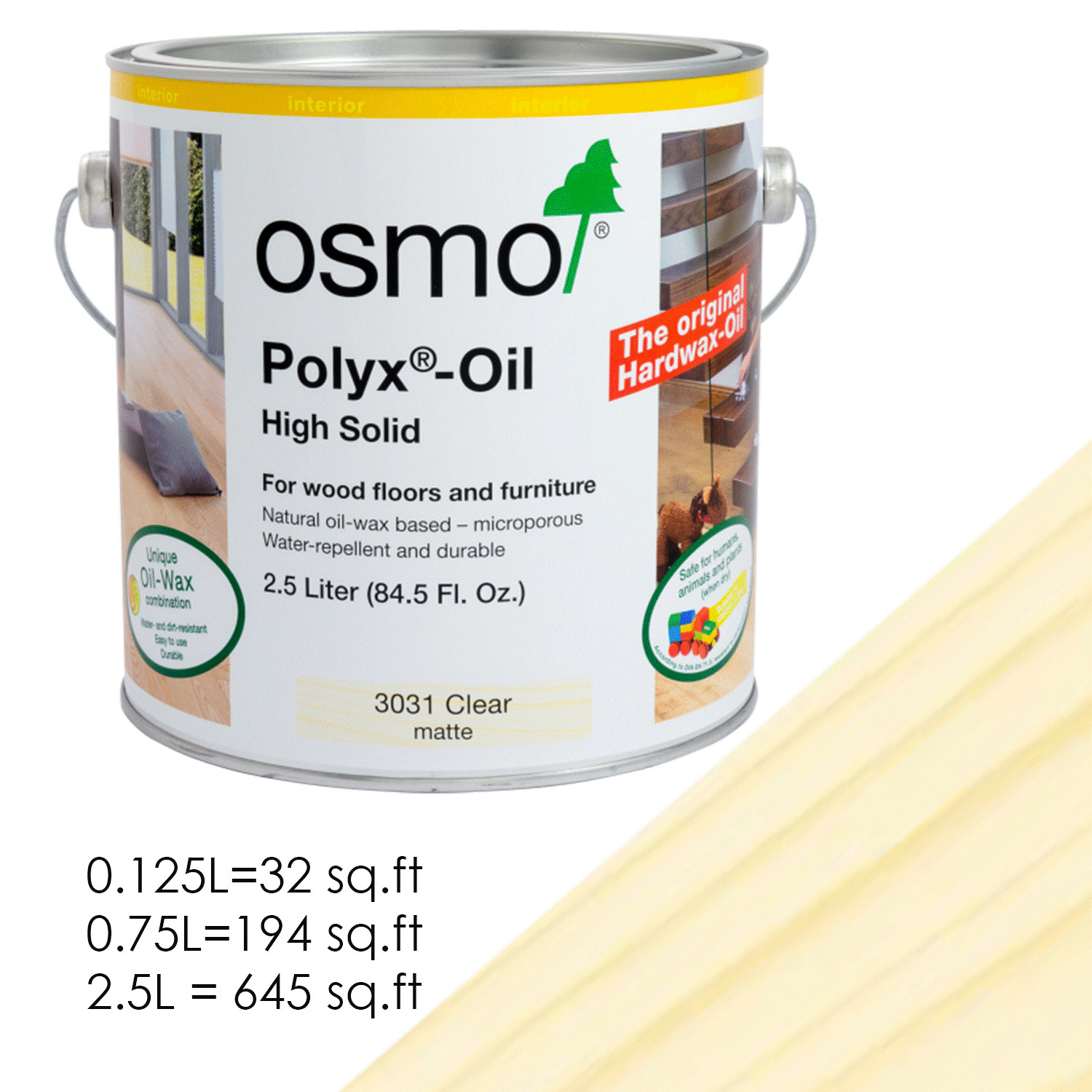 OSMO 3031 Polyx Oil Clear Matte Wax Interior Water Repellent Wood Finish gallery