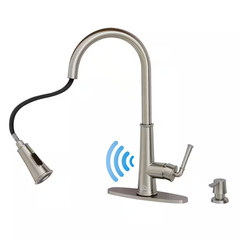 Single-Handle Pull down Sprayer Kitchen Faucet with Touchless Sensor, LED, Soap