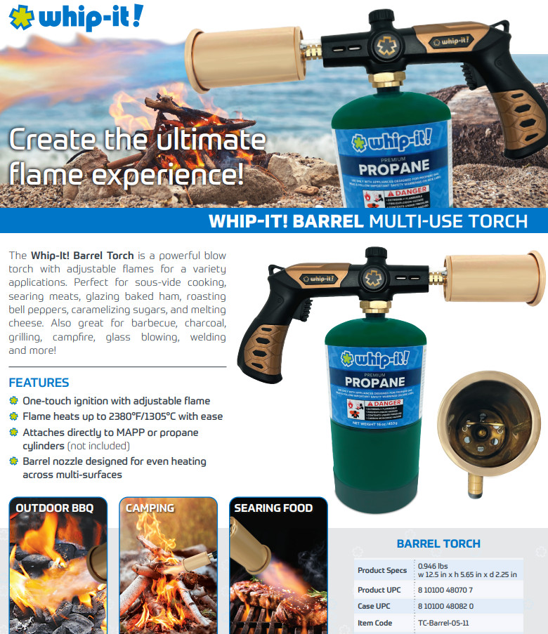 BRAND NEW WHIP IT BARREL SEARING POWERFUL FLAME PROPANE MAP GAS TORCH FUEL gallery