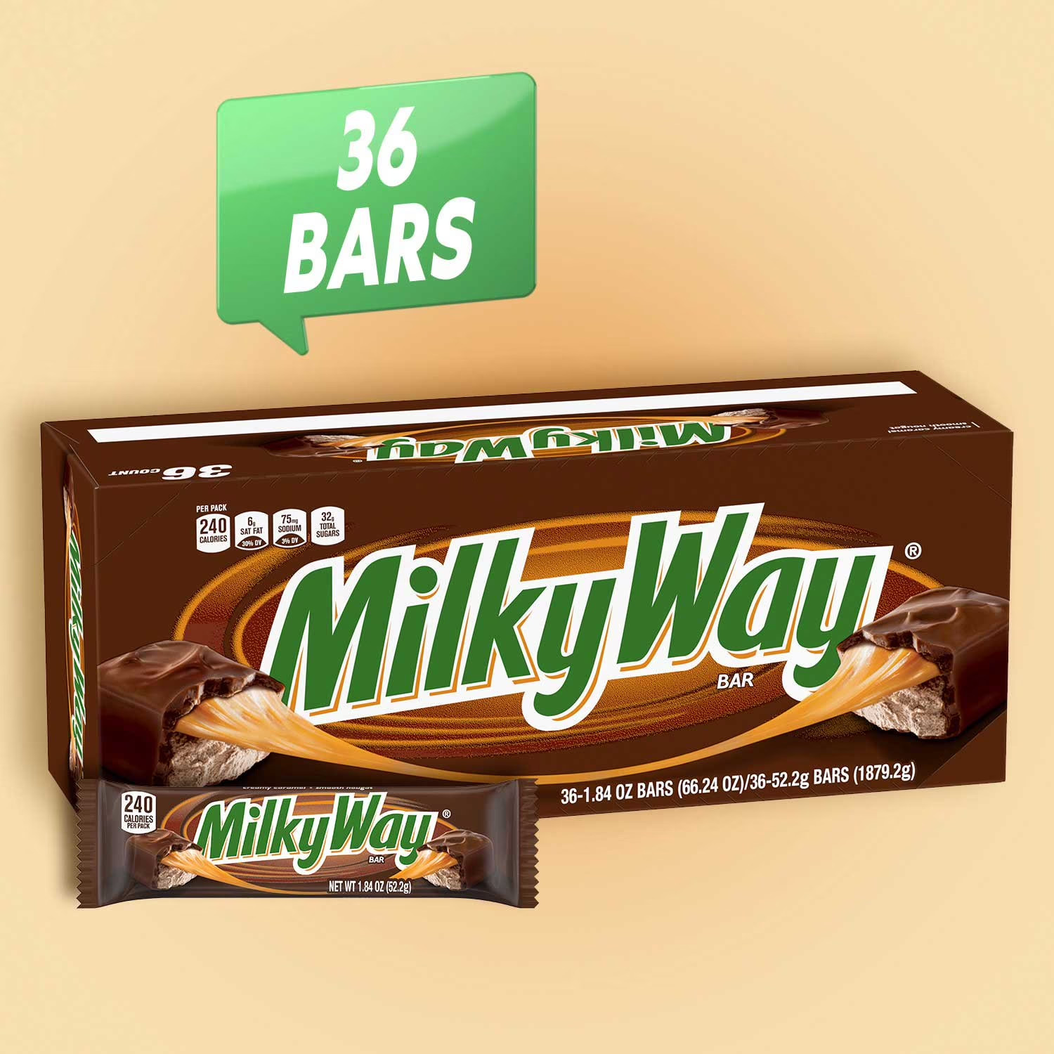 MILKY WAY Candy Milk Chocolate Bars Bulk Pack, Full Size, 1.84 oz Pack of 36) gallery