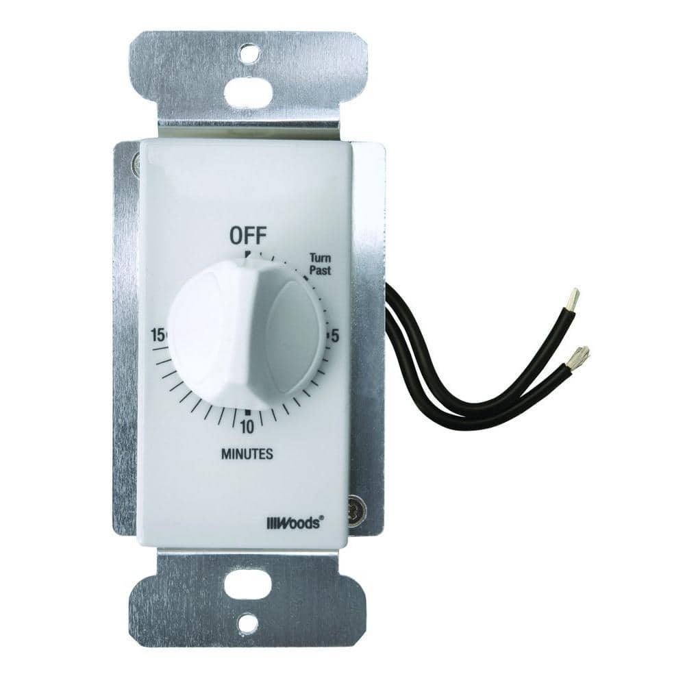 Woods 20A 15-Min In-Wall Countdown Timer Switch White 120V