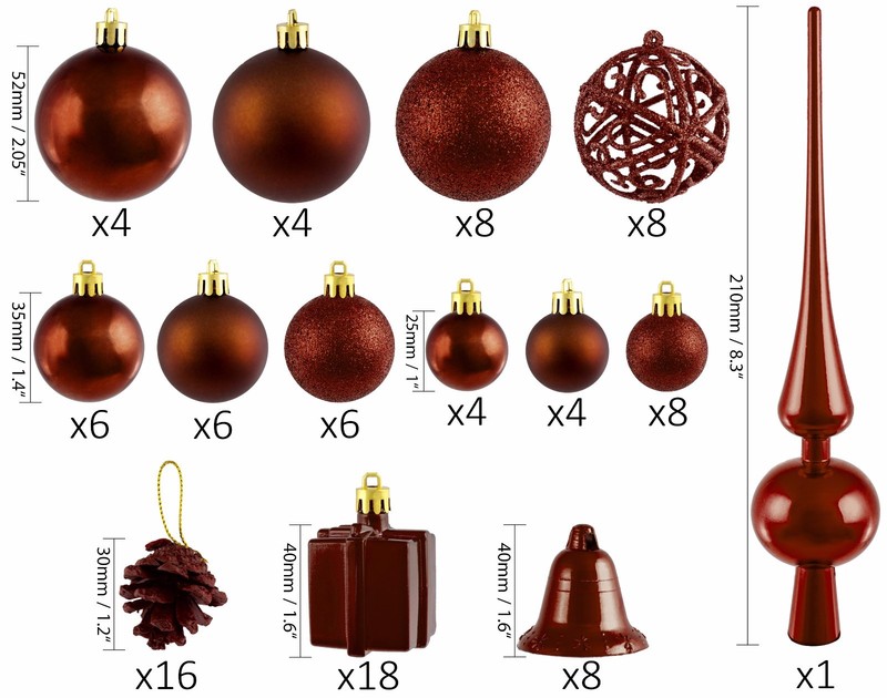 BRUBAKER 101 Pieces Shatterproof Christmas Tree Ornaments - Multiple Colors gallery