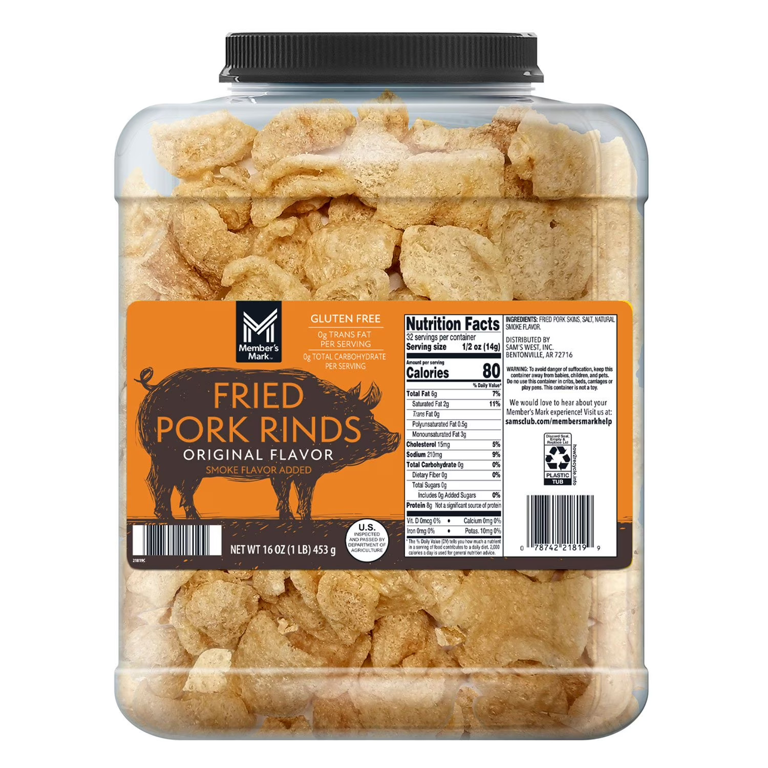 2 PACK Member'S Mark Original Fried Pork Rinds 16 Oz. FREE SHIPPING gallery