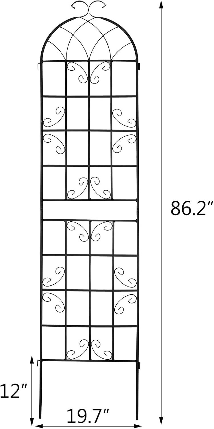 4 Pack Garden Trellis for Climbing Plants 87" x 20" Rustproof Iron Support Black gallery