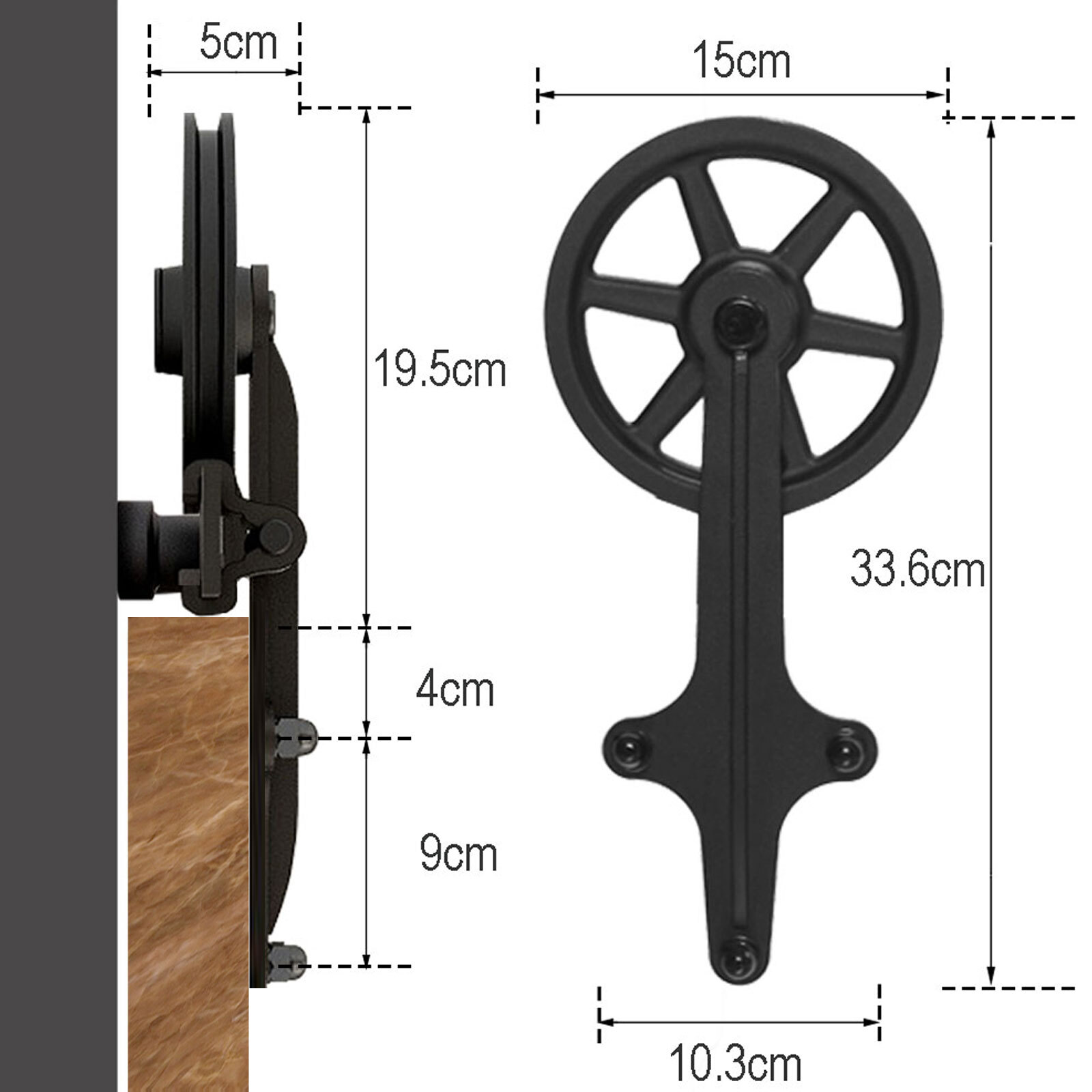 4FT-20FT Big Spoke Wheel Sliding Barn Door Hardware Kit For Single/Double Door gallery