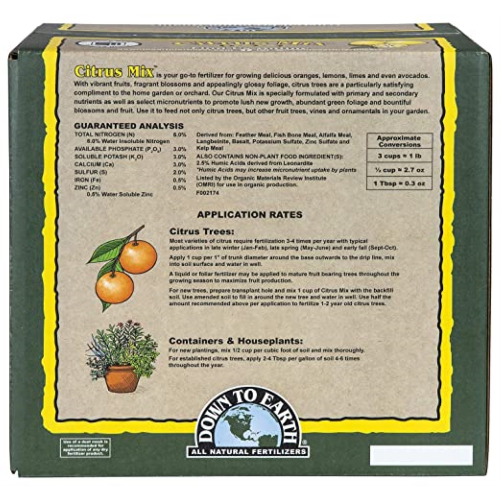 Down to Earth Organic Citrus Fertilizer Mix 6-3-3, 15 lbs. gallery