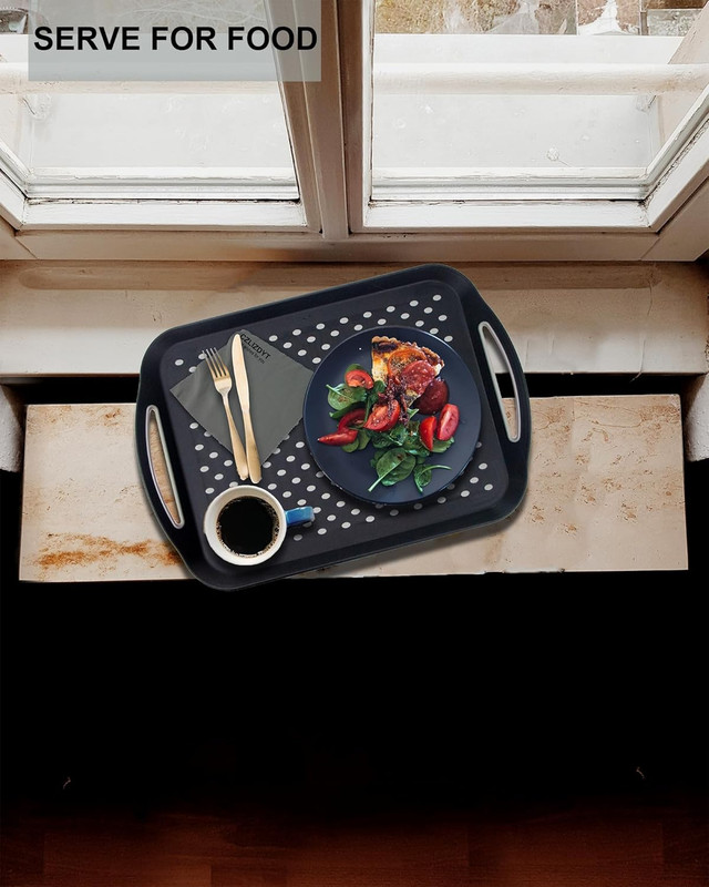 Large Nonslip Serving Tray with Handles, Silicone Grippy Dots Lap Food Trays for gallery
