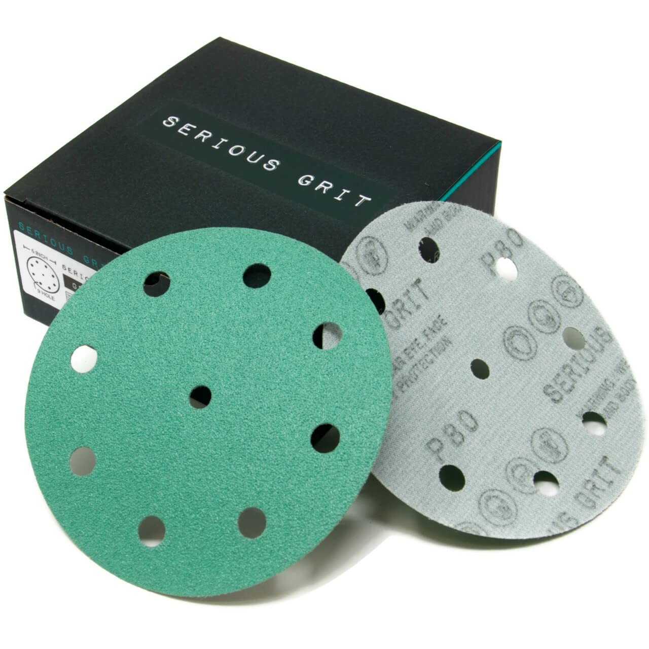 5" 9-Hole 80 Grit Sanding Discs - Hook & Loop for Orbital Sanders, 50 Pack gallery