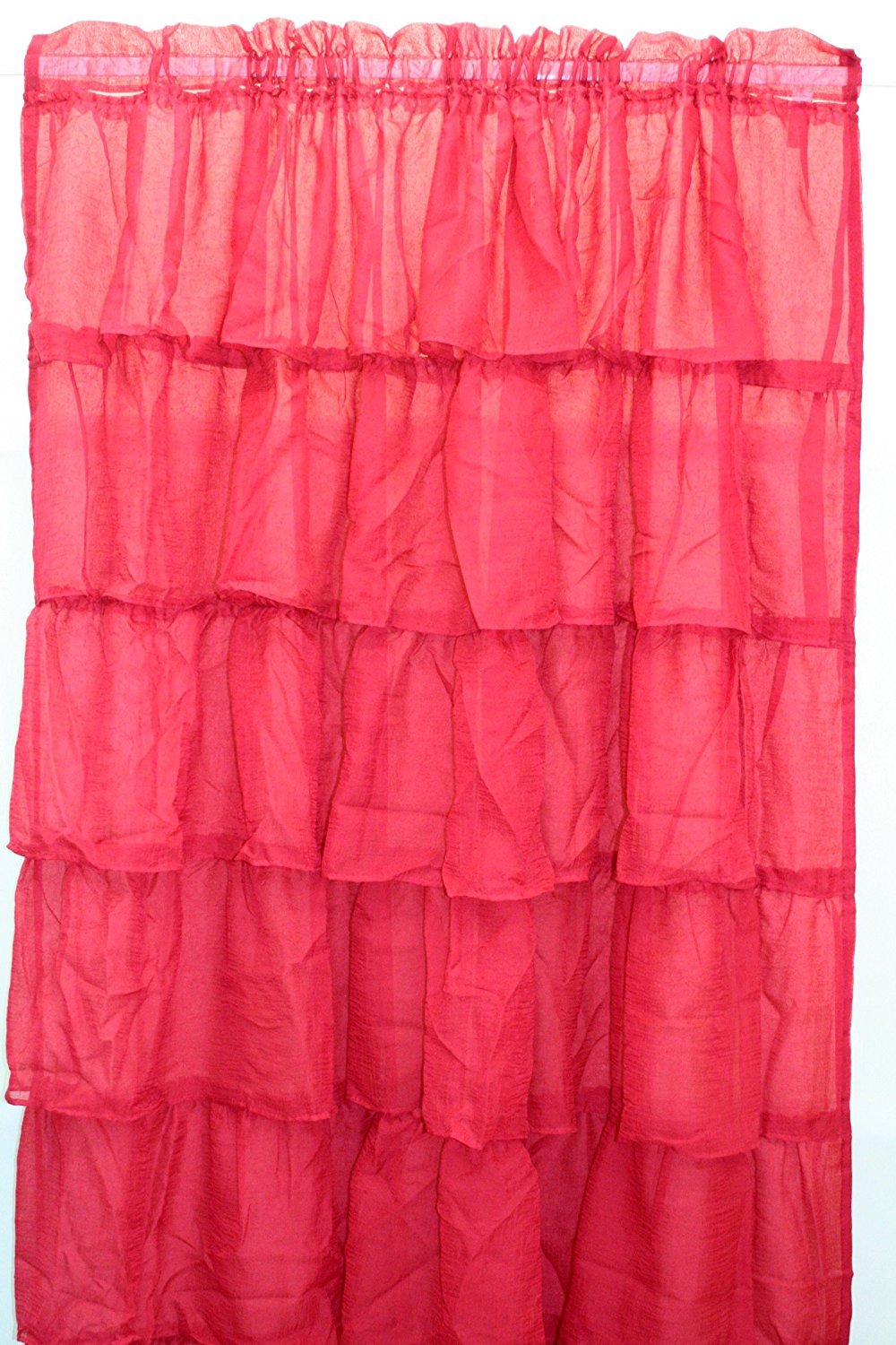 Gypsy Ruffled Sheer Layered Curtain Panel Billowing Bouffant Ruffles Lorraine HF gallery