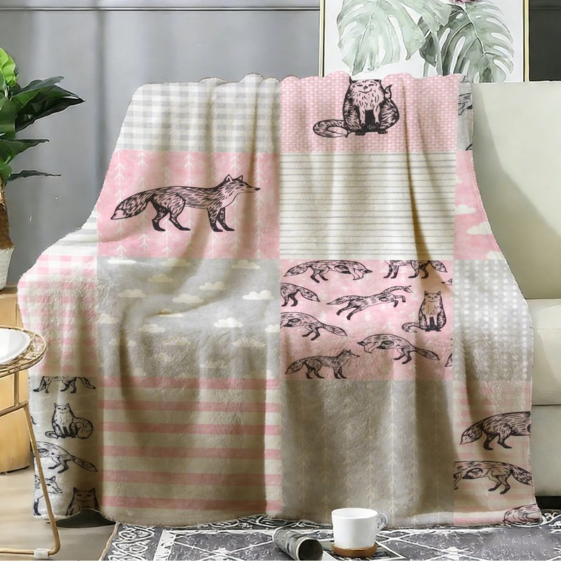 Fox and Cloud Flannel Blanket Soft Cozy Tapestry Napping Travel Use gallery
