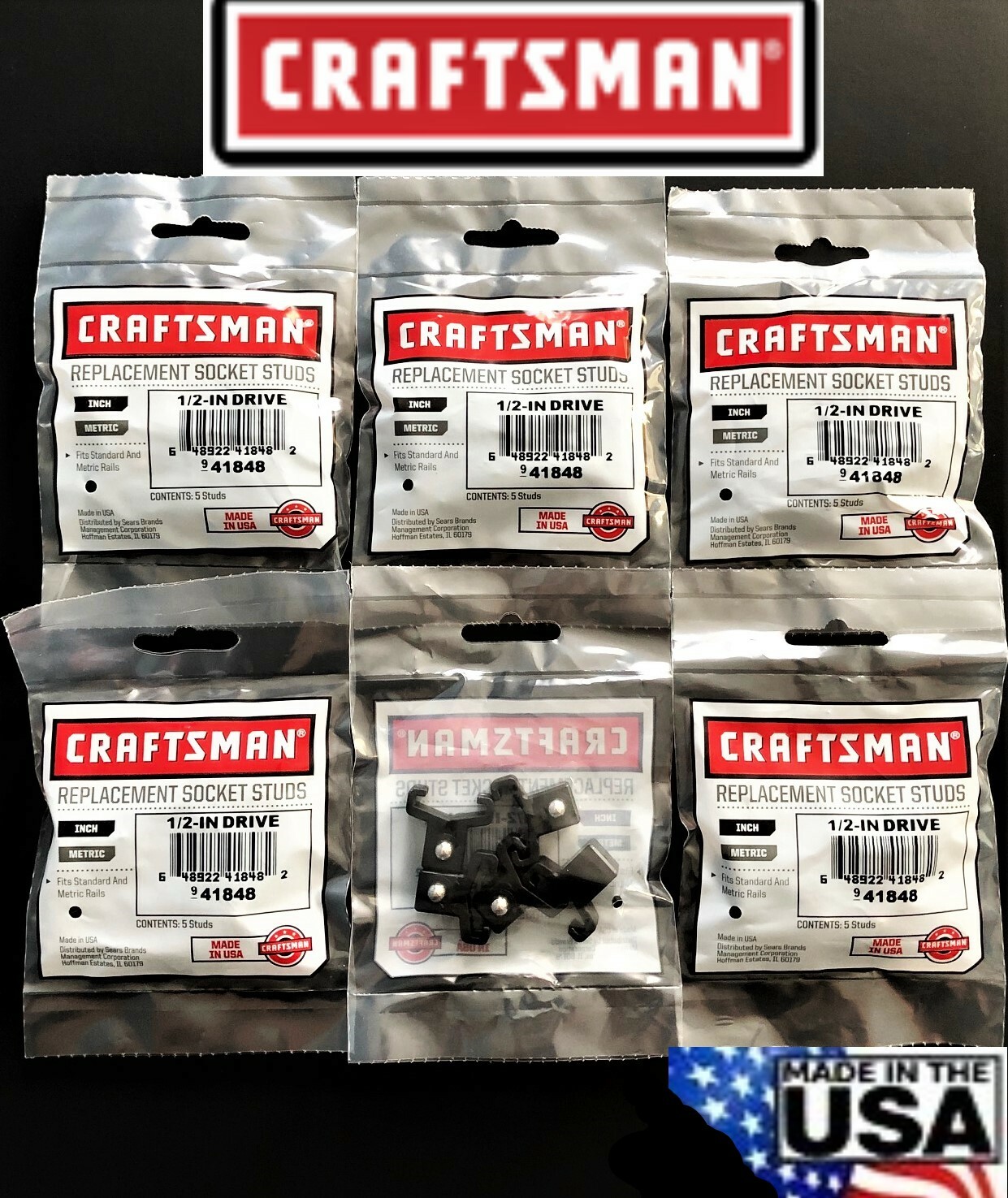 30 CRAFTSMAN 1/2" BLACK REPLACEMENT SOCKET STUDS RACK RAIL CLIPS 941848 USA MADE gallery
