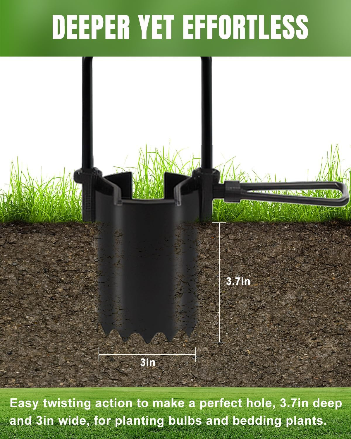 Bulb Planter Tool Long Handle, 30In Serrated Base, 5 in 1 Lawn Tool, Sod Cutter, gallery