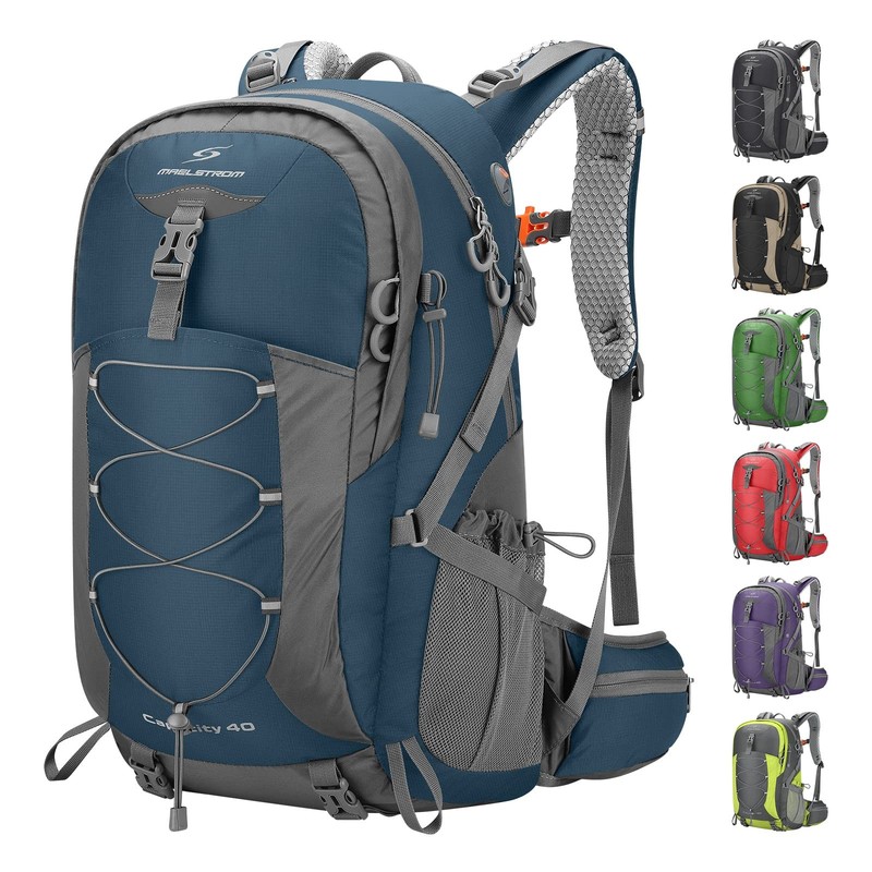 Maelstrom Hiking Backpack,Camping Backpack,Waterproof with Rain Cover,Blue