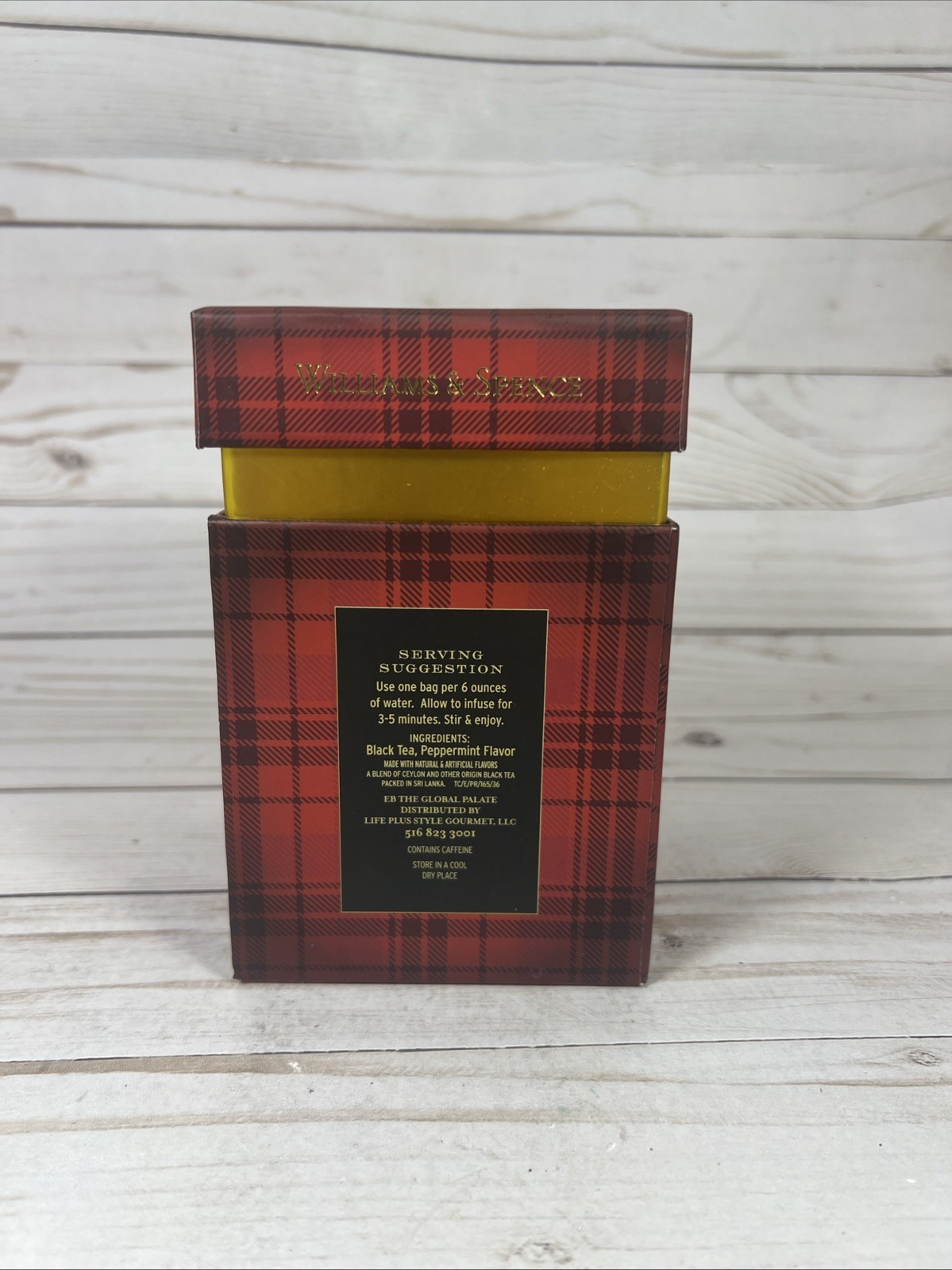 Williams & Spence Merry Christmas Peppermint Black Tea Plaid Box 50-Bags 7/28 gallery