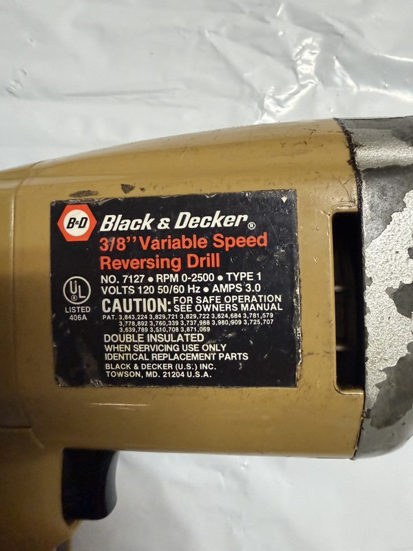Black & Decker 3/8” VSR Variable Speed Drill Reversible Corded Electric 7127 gallery