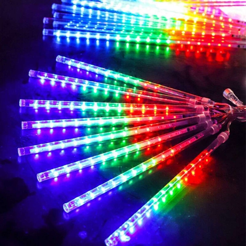 Solar Meteor Shower LED Lights Waterproof Light Tube String Garden Outdoor Decor gallery