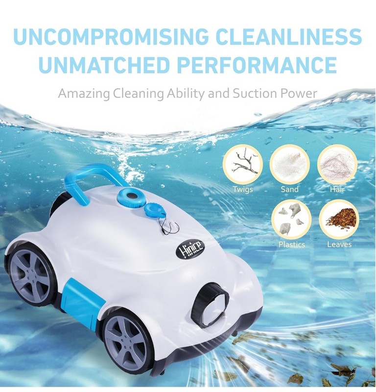 Cordless Robotic Pool Cleaner,Automatic Pool Vacuum Robot up to 2153 sq ft White gallery