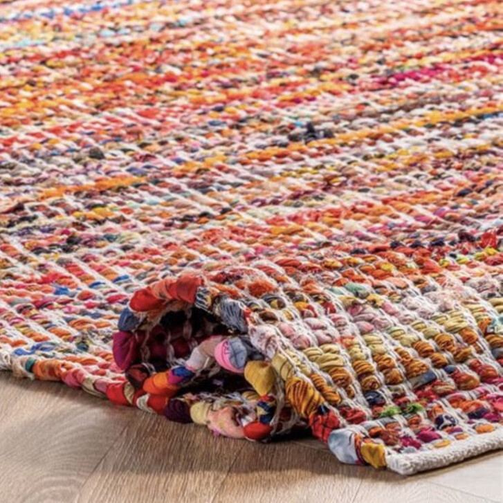 NEW nuLOOM Augusta Hand Made Chindi Bohemian Cotton Area Rug 2x3 Magenta India gallery