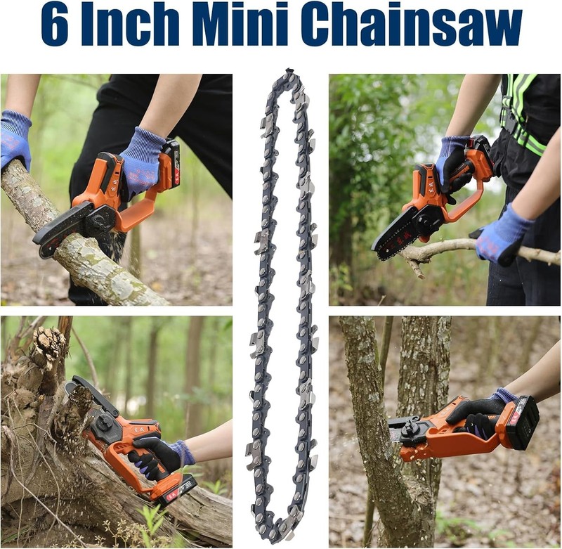Durable 6" Mini Chainsaw Chain - 37 Drive Links in 4-Pack for Effortless Cutting gallery