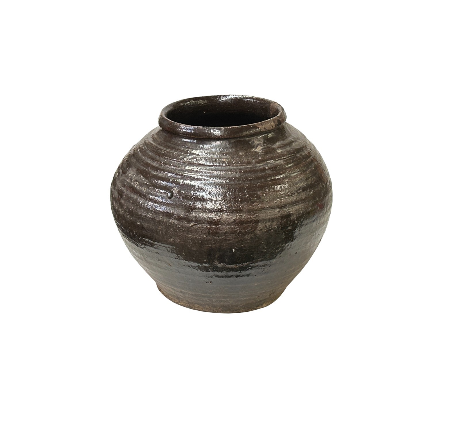 Vintage Earthy Rustic Brown Black Village Rural Pottery Ceramic Pot Vase JK236 gallery