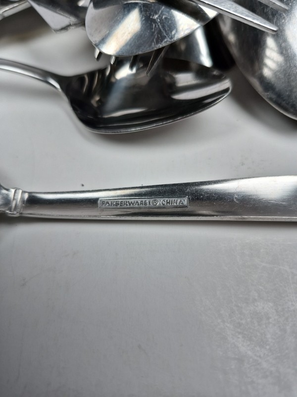 7 Lbs Mixed Stainless Silverware Farberware Rogers Winco & 2 Cake Servers gallery
