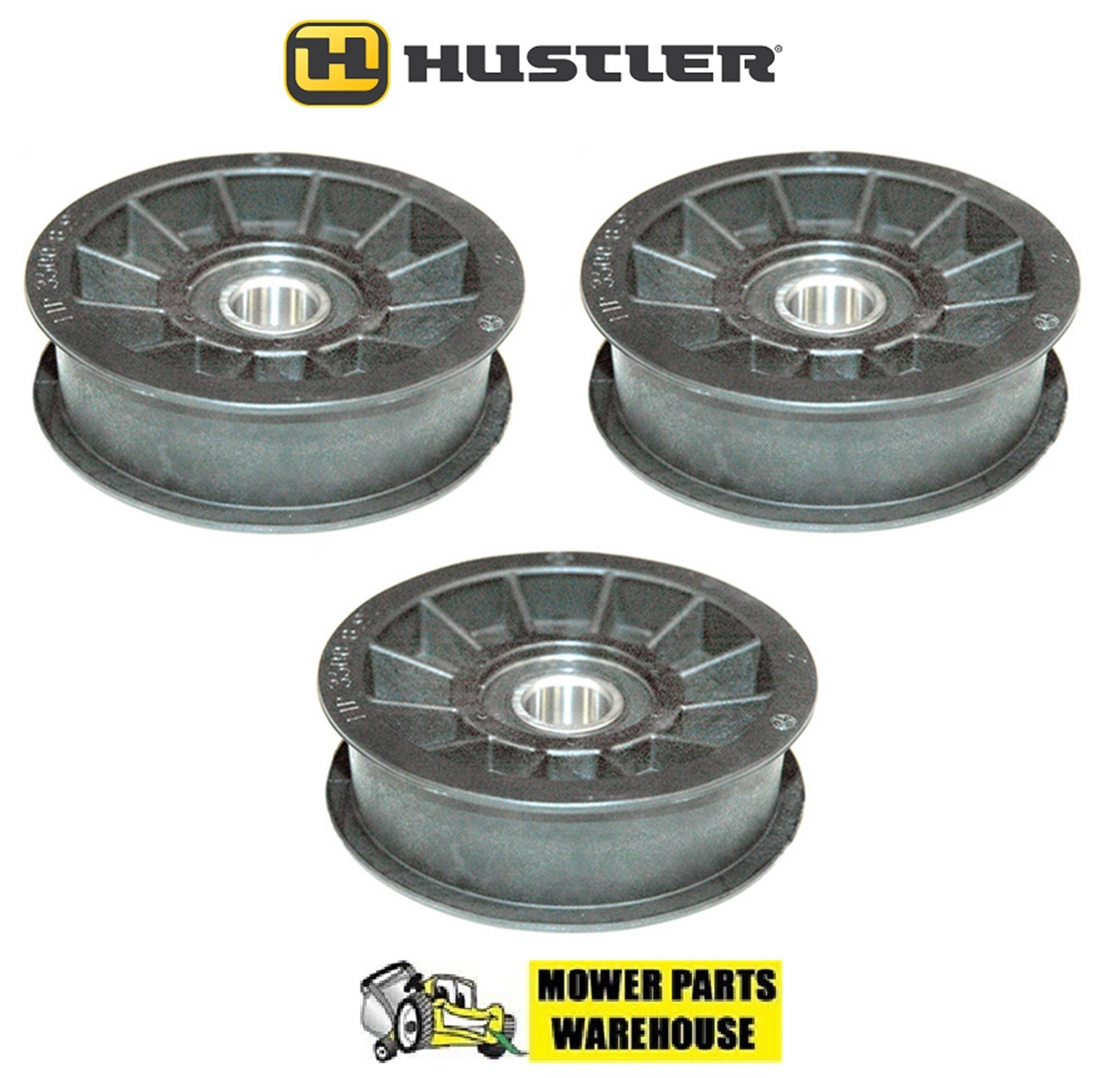 3 PACK FLAT IDLER 784504 PULLEYS FOR HUSTLER FASTRAK MOWER 5-7/8" DIAMETER gallery