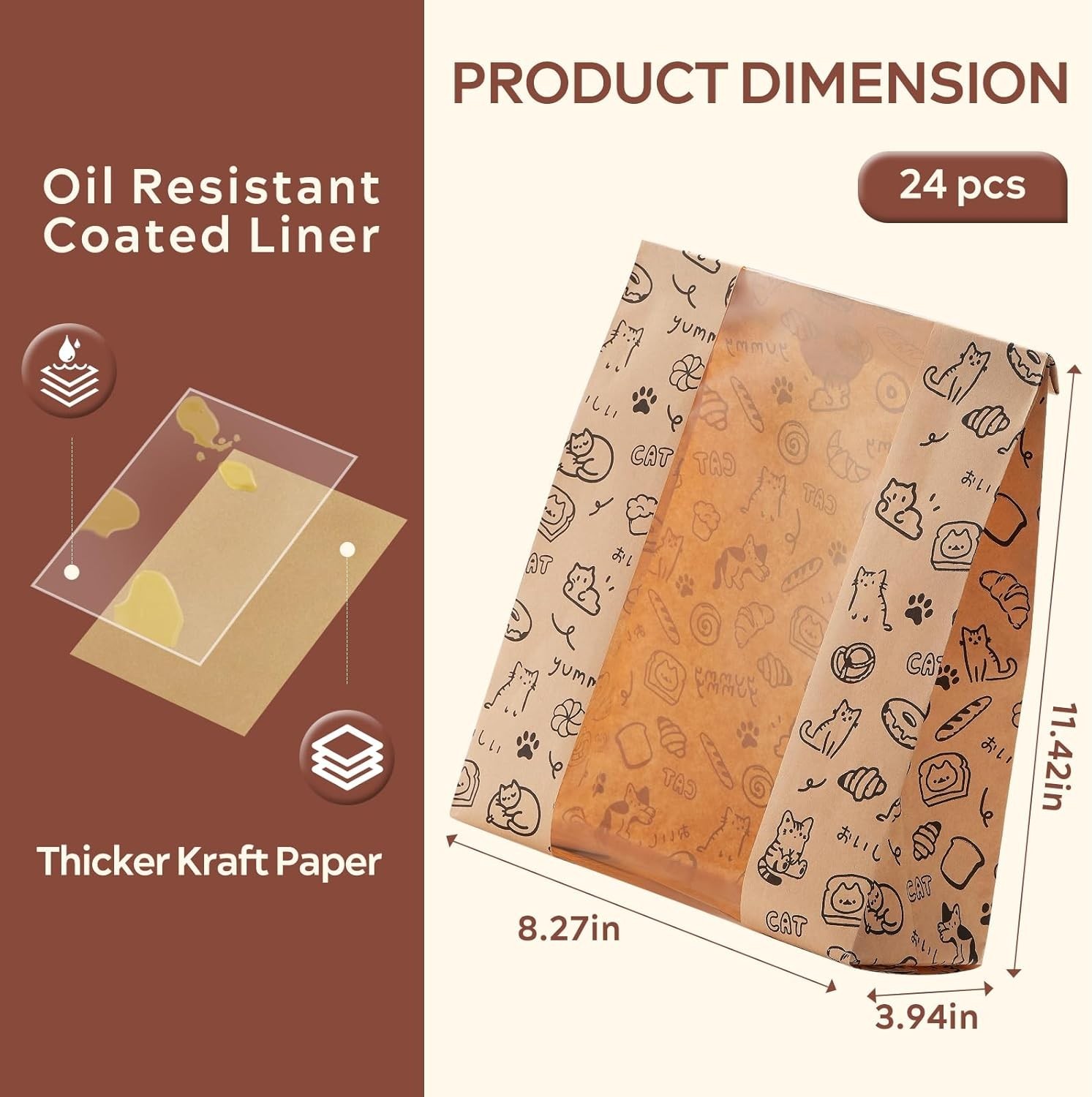 24PCS Paper Bread Bags for Homemade Bread and Sourdough, Clear Window Bakery Bag gallery