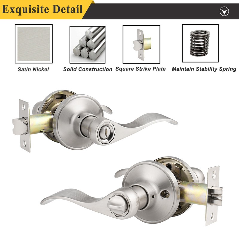Front Door Handle Entry Lock set Brushed Nickel Privacy Passage Levers Knobs gallery