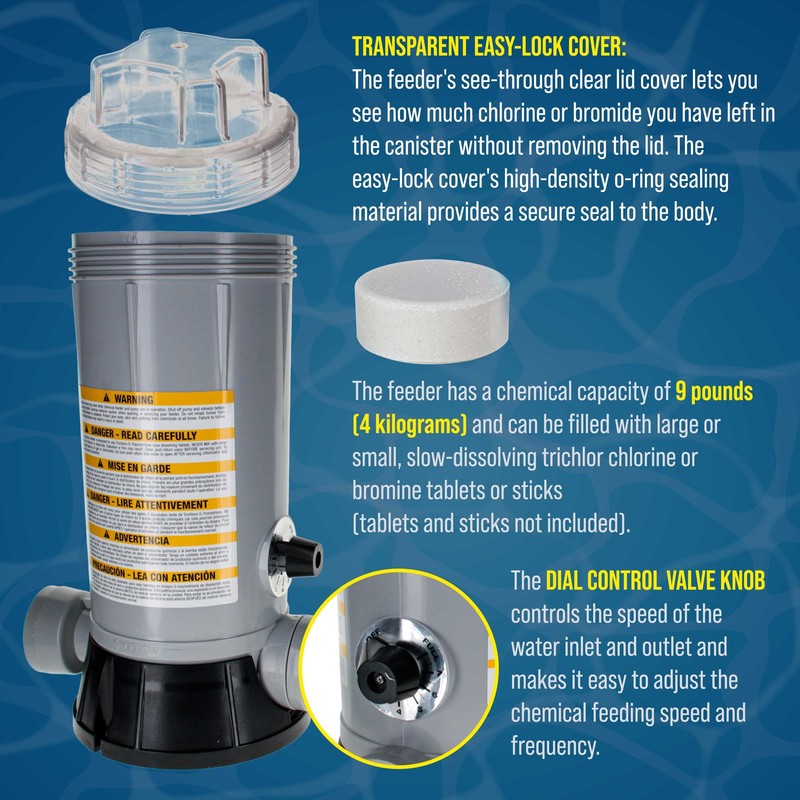 Professional In-Line Pool Automatic Chlorine Feeder - 9 lb Chemical Capacity gallery